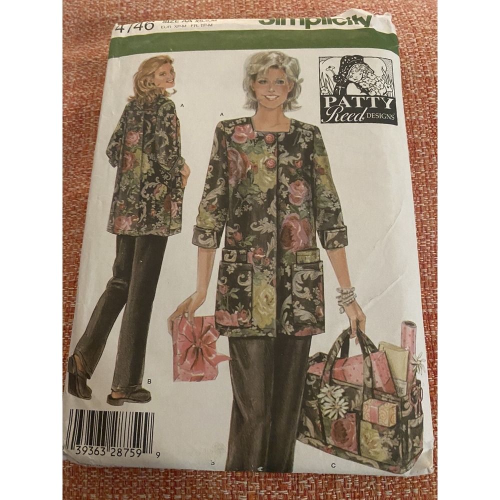 Vintage Simplicity 4746 Sewing Pattern Patty Reed Jacket Pants Bag Size XS S M